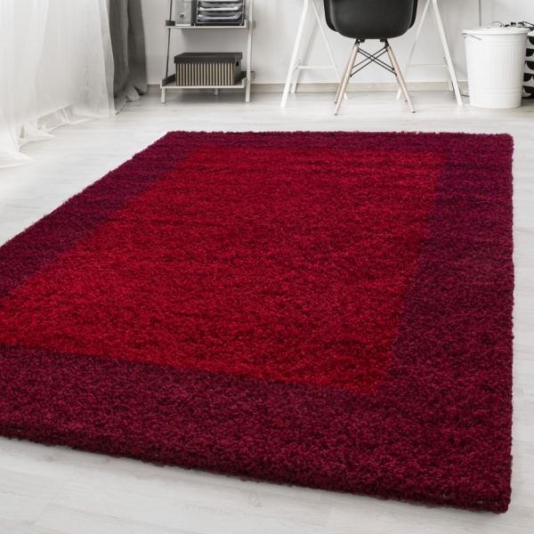 Life Shaggy Border Red Rug